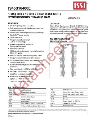 IS45S16400E-7TLA1 datasheet  